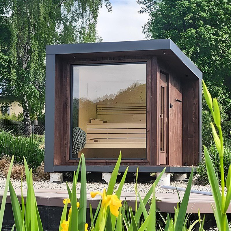 Kare wouj sèd chanm sona ak fenèt pou klib prive